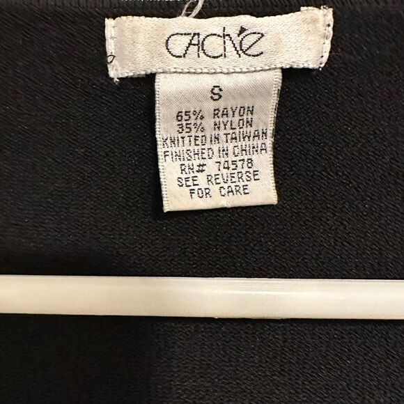 Vintage cache 90s style beaded long sleeve black top - Picture 3 of 4